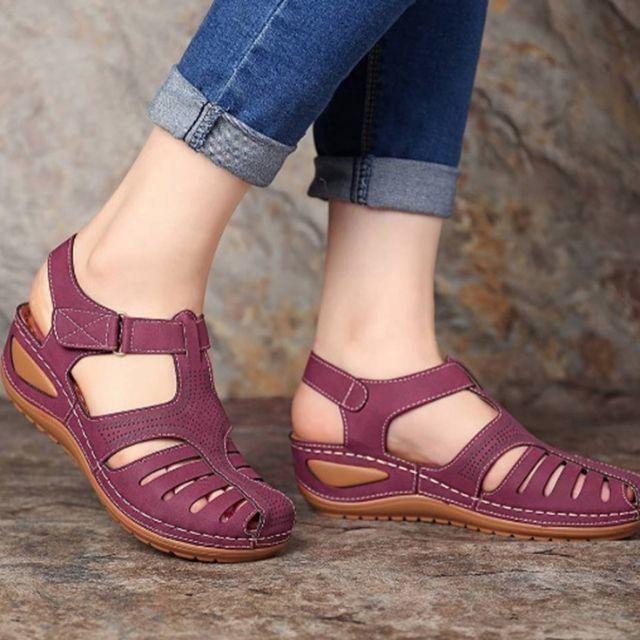Doris | Sandales découpées en simili cuir avec bride de cheville