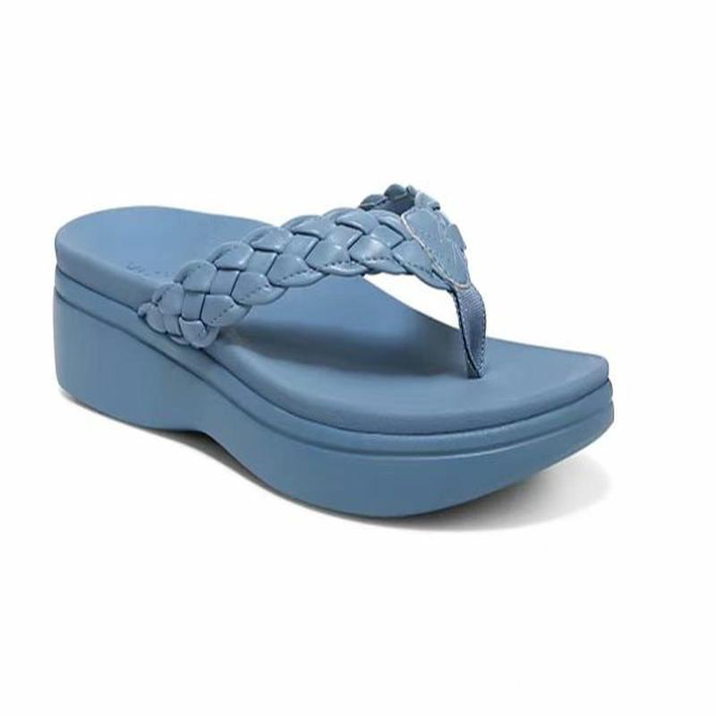 Laura | Tongs à talon compensé et lanière tressée
