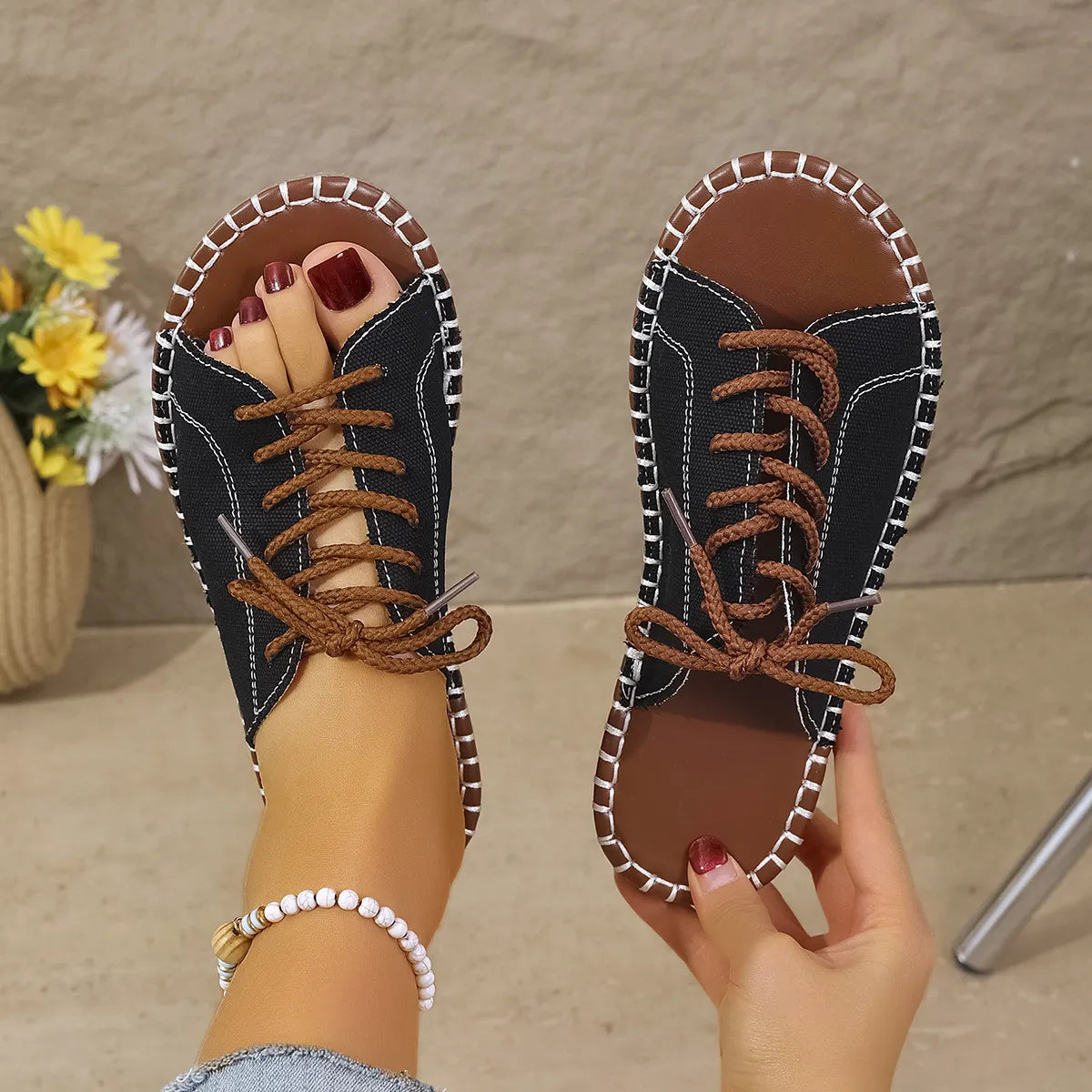 Bianca | Sandales vintage avec lacets