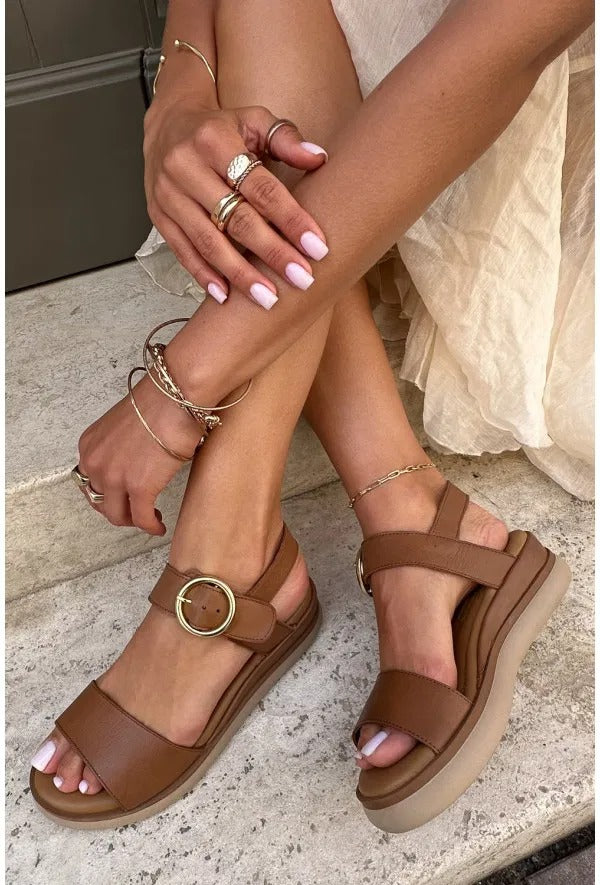 Liane | Sandales confortables au style méditerranéen avec accents dorés