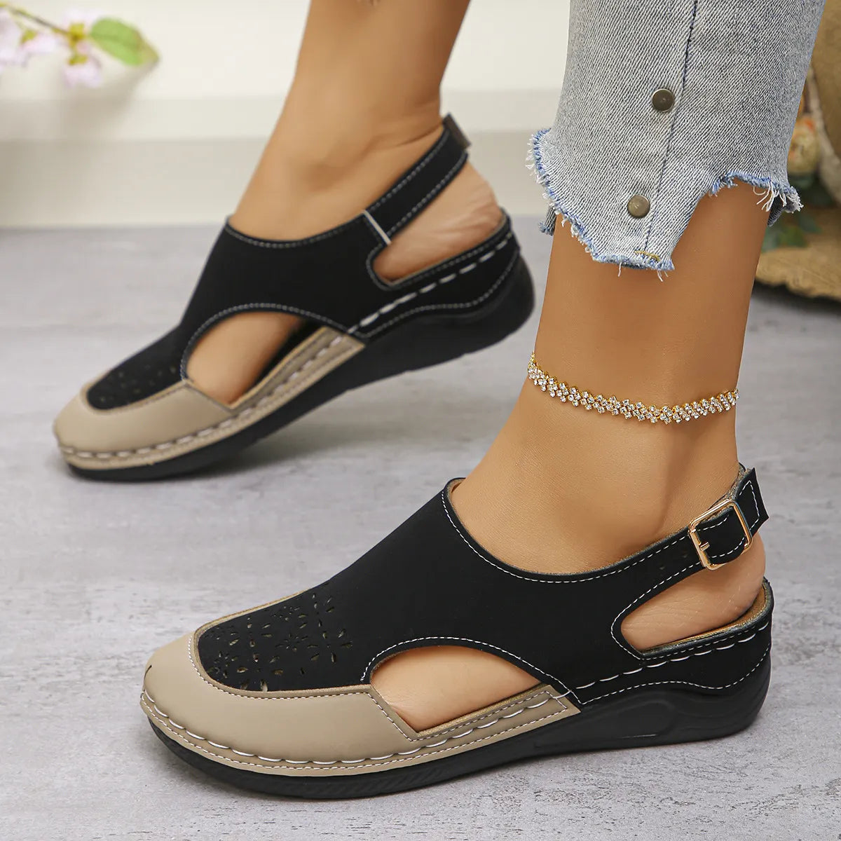 Heike | Sandales compensées douces avec sangle réglable