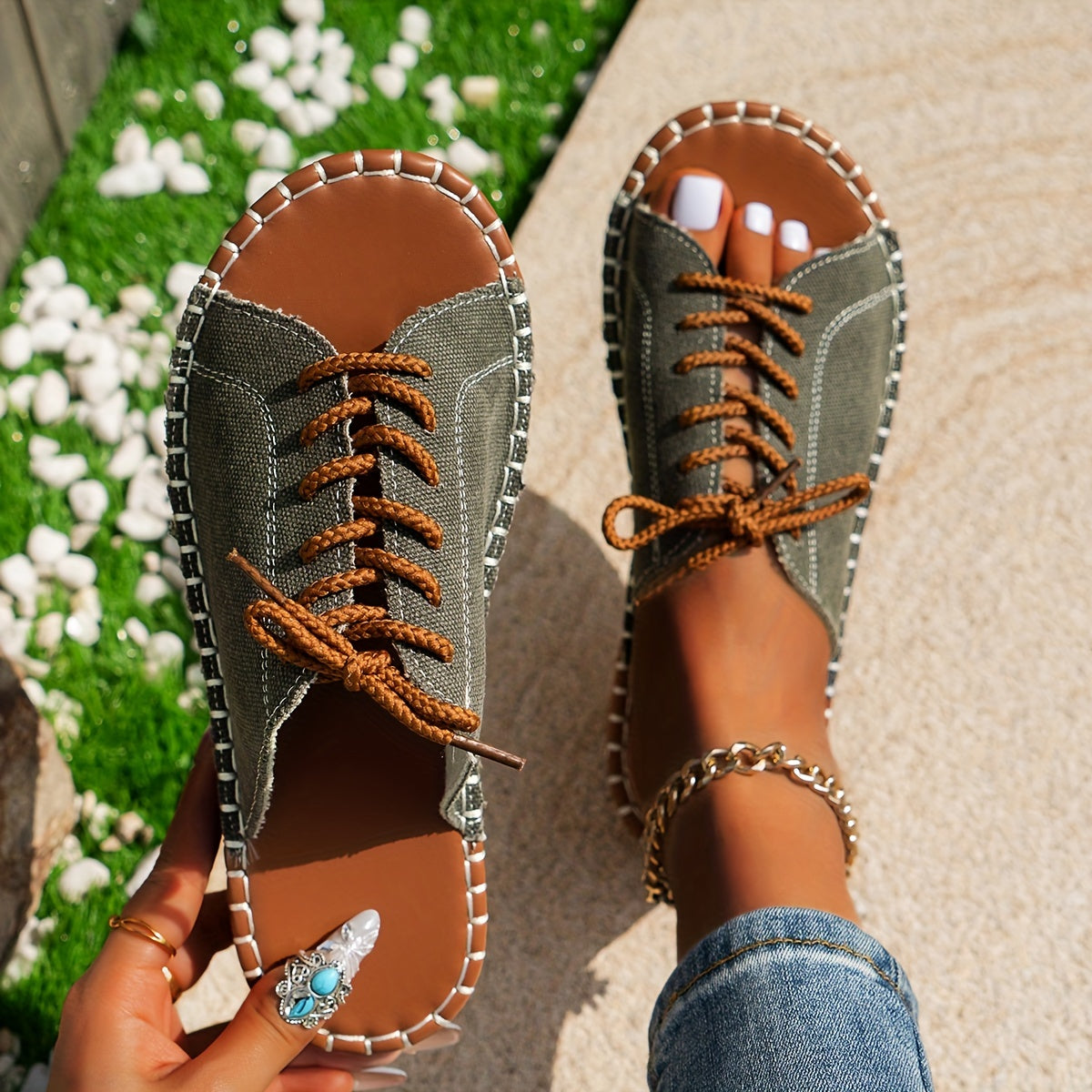 Bianca | Sandales vintage avec lacets
