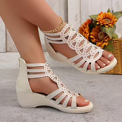 Erna | Sandales compensées confortables avec des brides scintillantes
