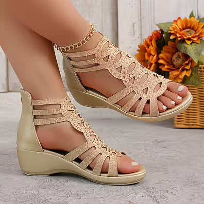 Erna | Sandales compensées confortables avec des brides scintillantes