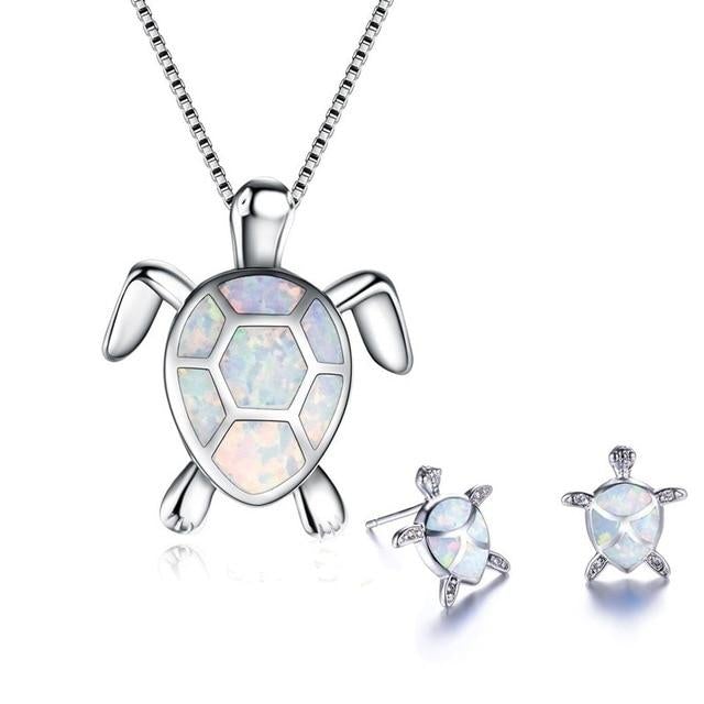 Marie | Ensemble de collier et boucles d'oreilles avec tortue