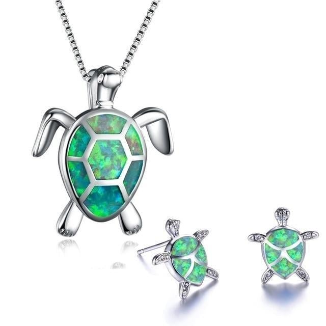 Marie | Ensemble de collier et boucles d'oreilles avec tortue