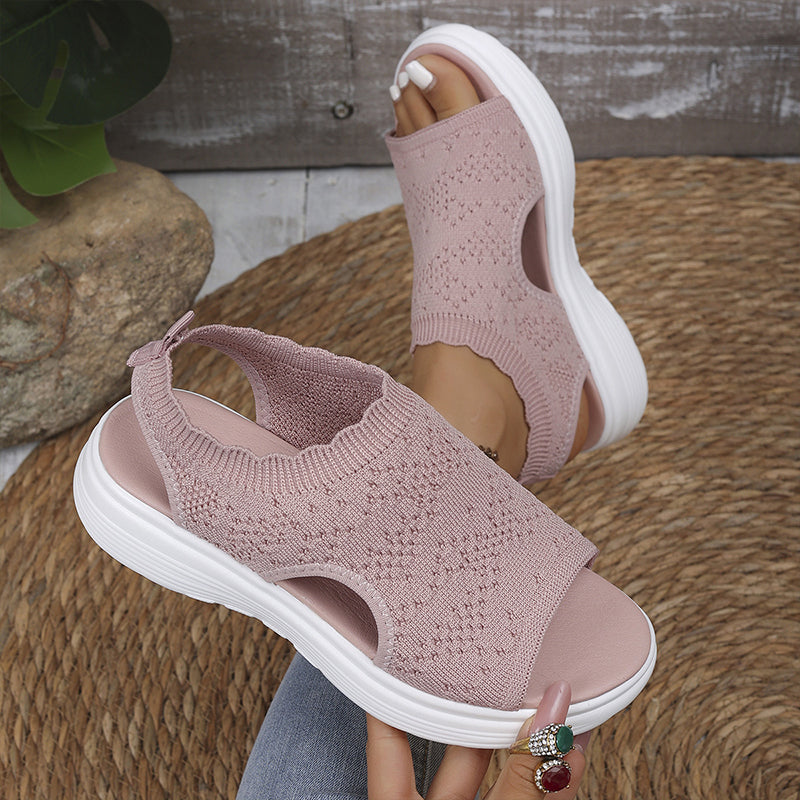 Gundula | Sandales en tricot décontractées avec semelle compensée